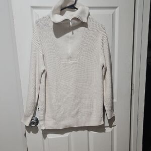 Lou & Grey Cream Quarter Zip Sweater Size Medium